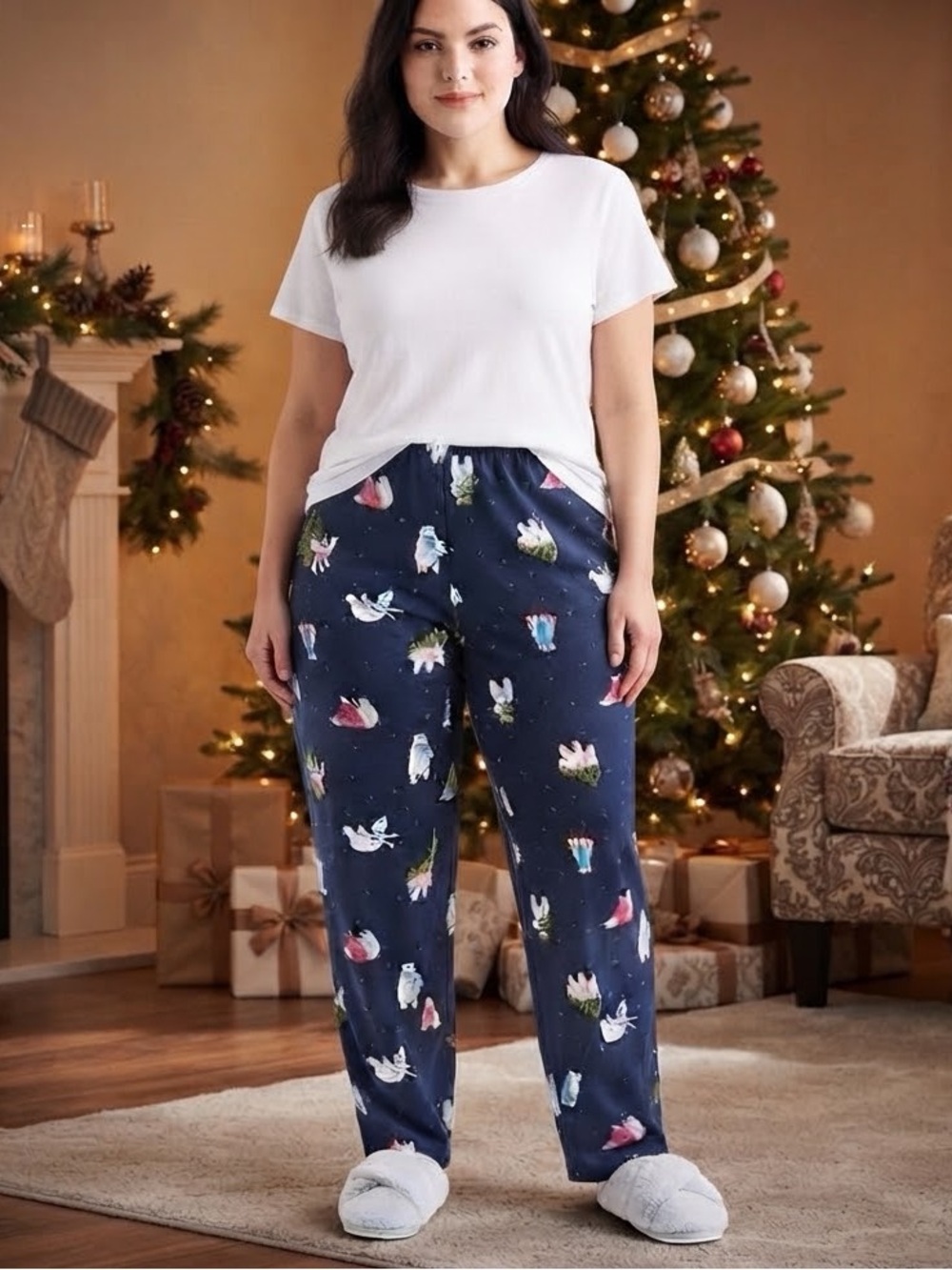North Pole Trading Co. Polar Bear Unisex Adult Microfleece Pajama Pants